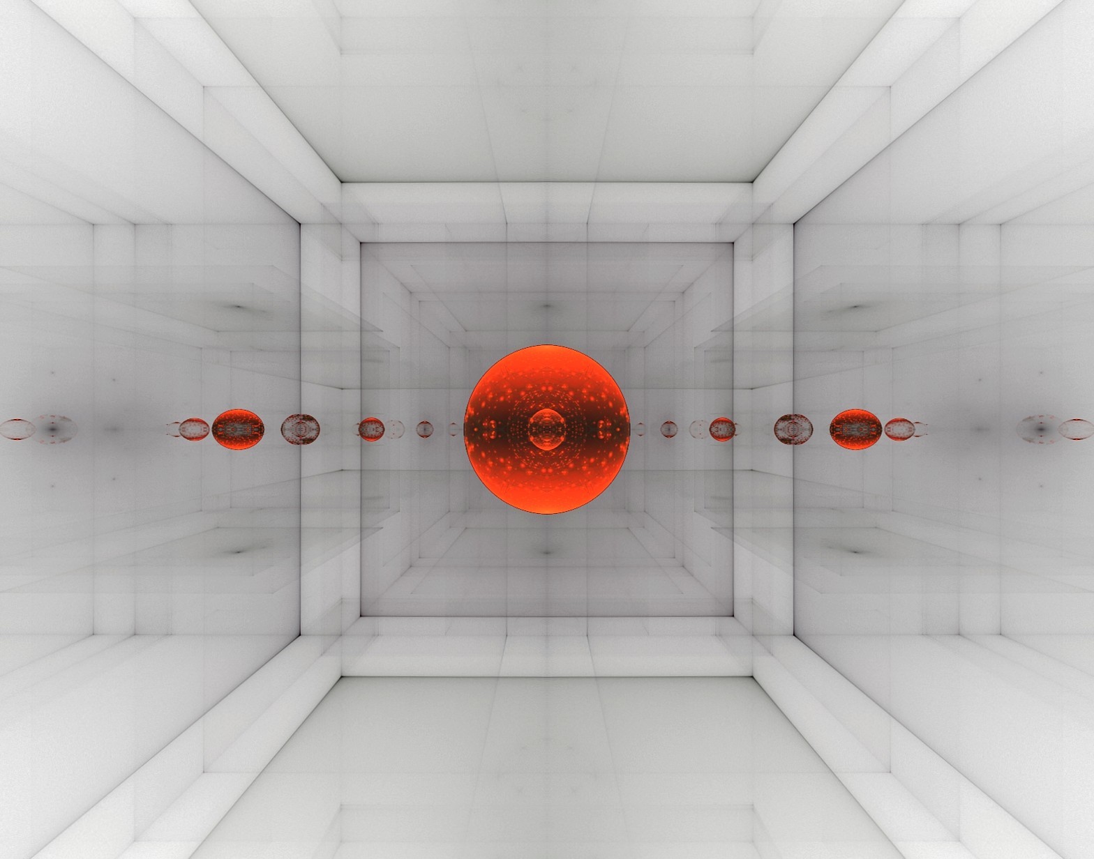 Red floating in white room