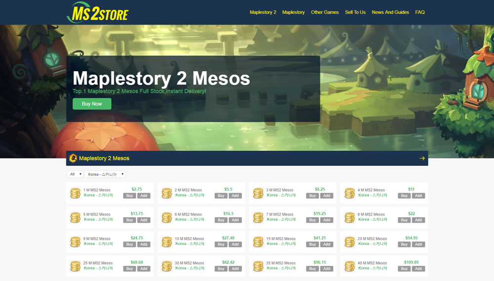 MS2Store.com screenshot