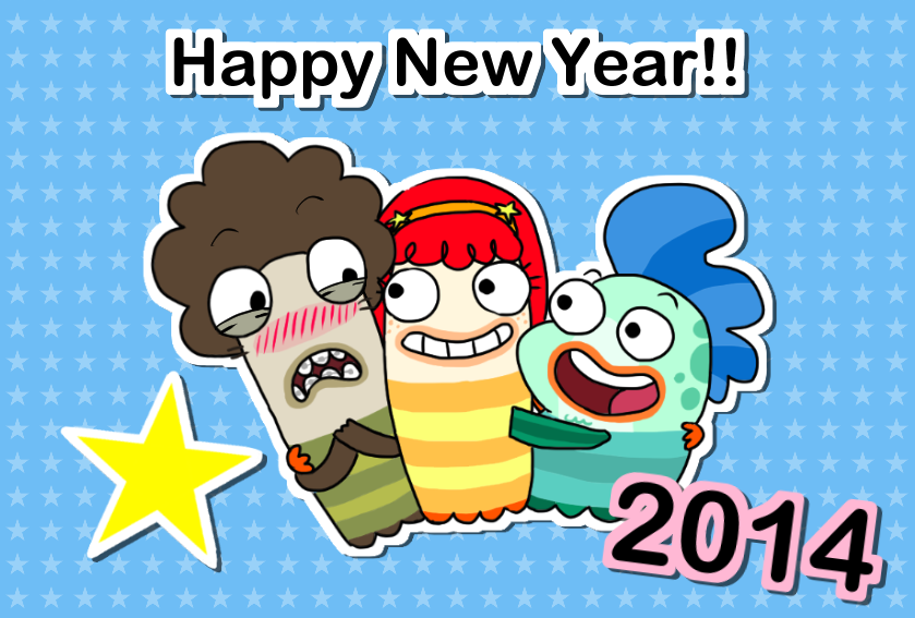 HAPPY NEW YEAR 2014 -fish hooks ver-