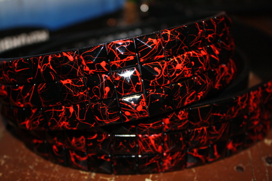 Black and Red Studded Belt