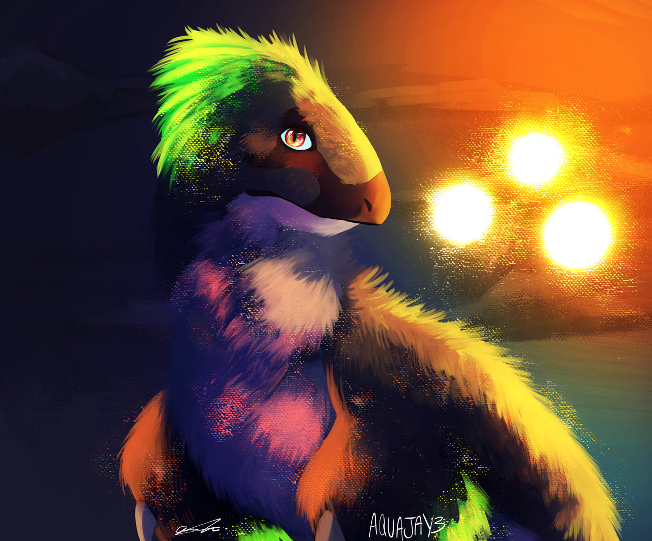 Colorful Utah Raptor Utahraptor portrait feathers painting by AquaJay3 on DeviantArt