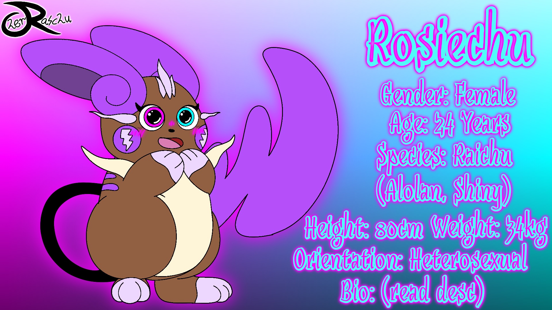 Aloha Ryeahchu Rosiechu, the Alolan Raichu by TheRealCherryTanker on DeviantArt