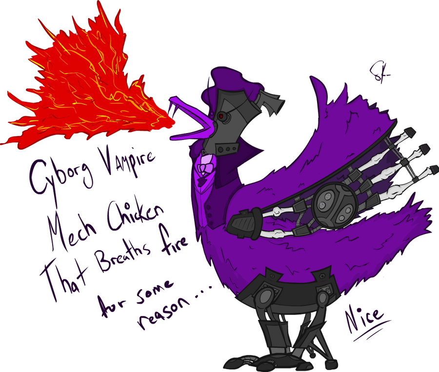 Cyborg Vampire Mech Chicken by senor-sausage