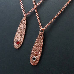 Gemstone Copper Spirals Drop Pendant Necklace