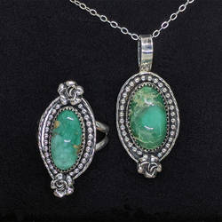 Broken Arrow Variscite Ring and Pendant Set