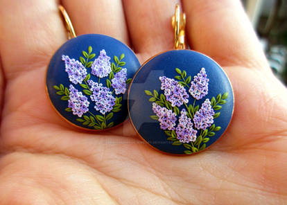 Valley of lilacs polymer clay earrings jewelry