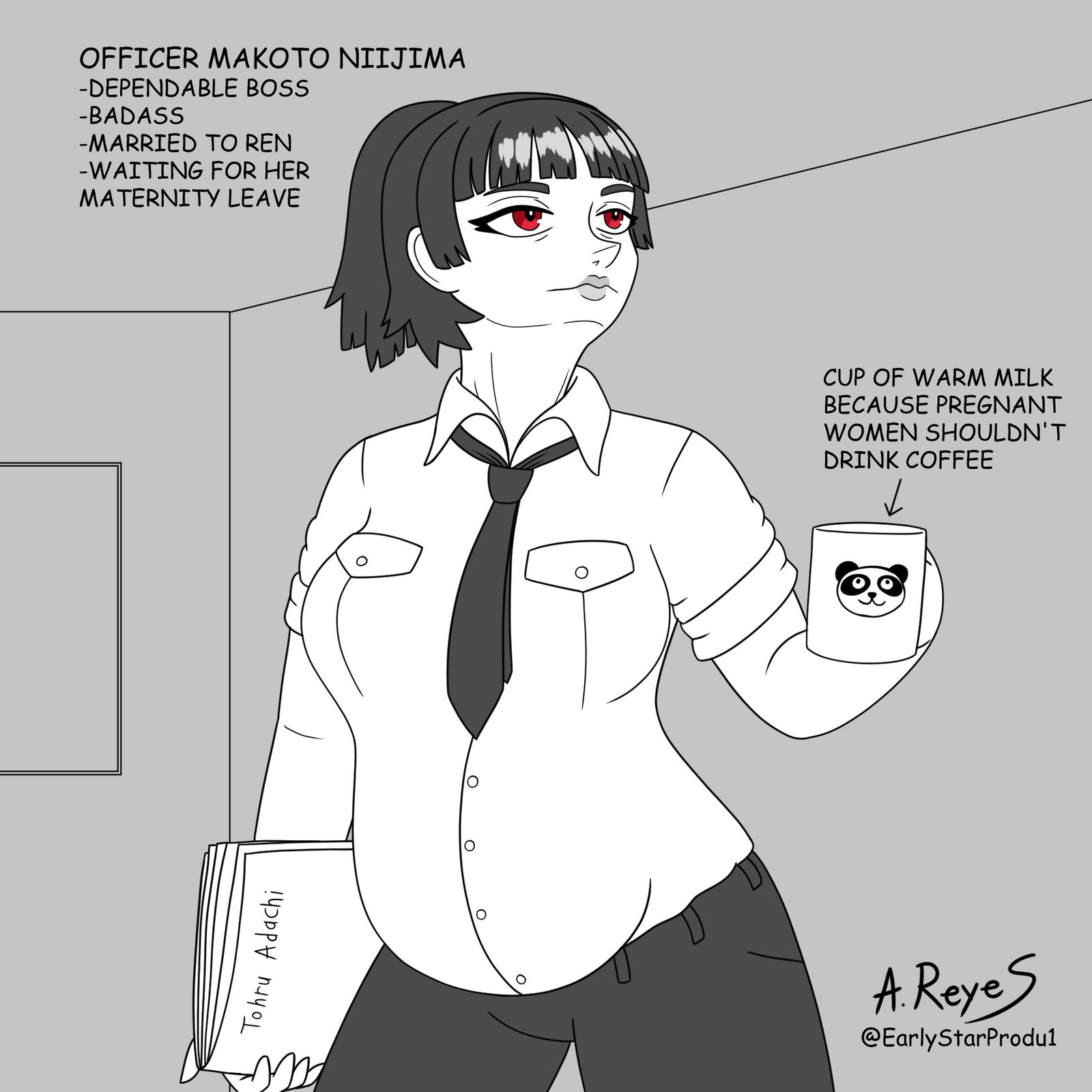 Officer Makoto Niijima being pregnant by AshenHunterReyes on DeviantArt