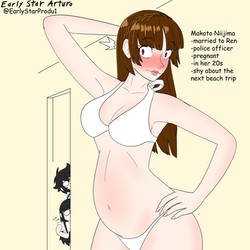 Pregnant Makoto wearing bikini