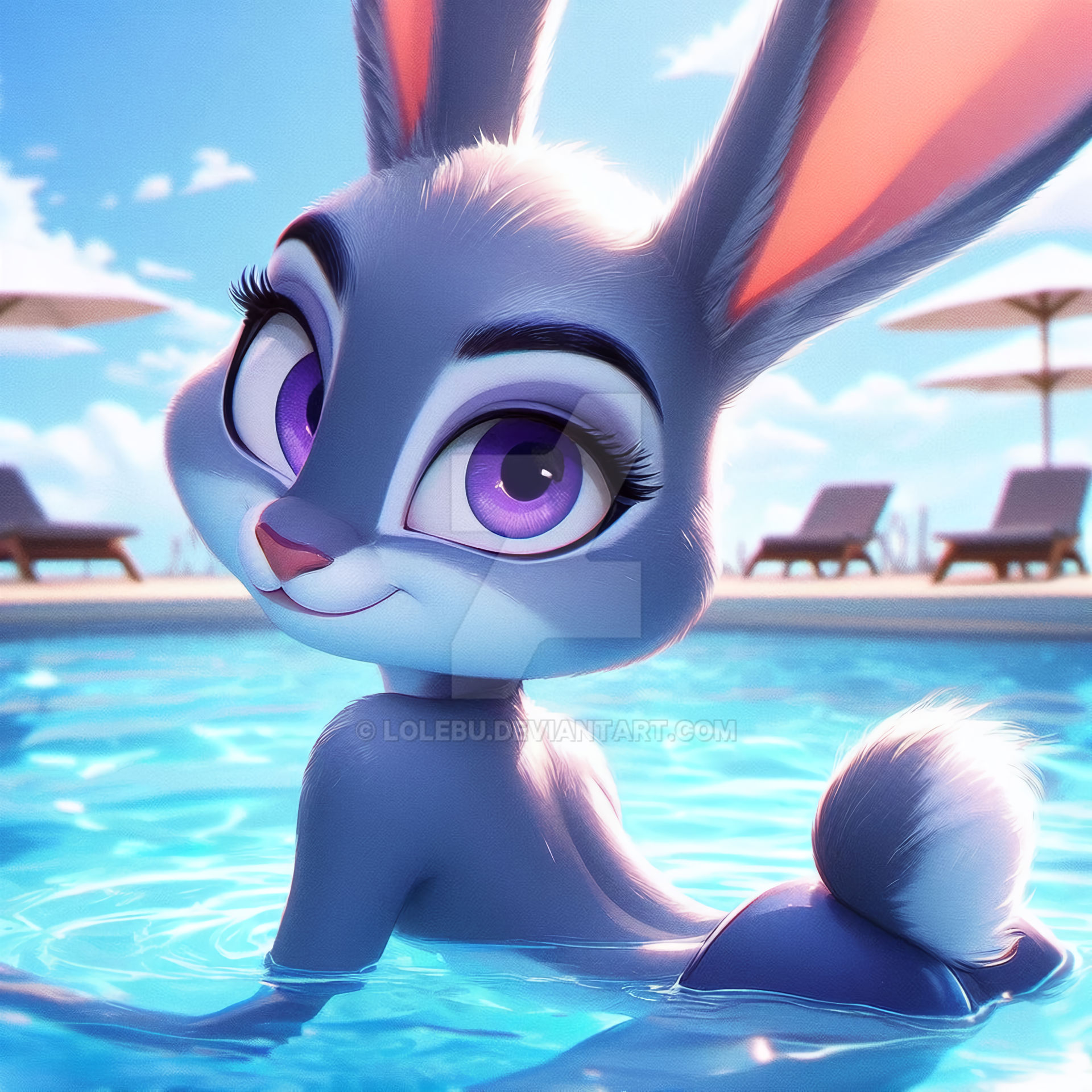 Judy Hopps in swimming pool (2) by LoLeBu on DeviantArt