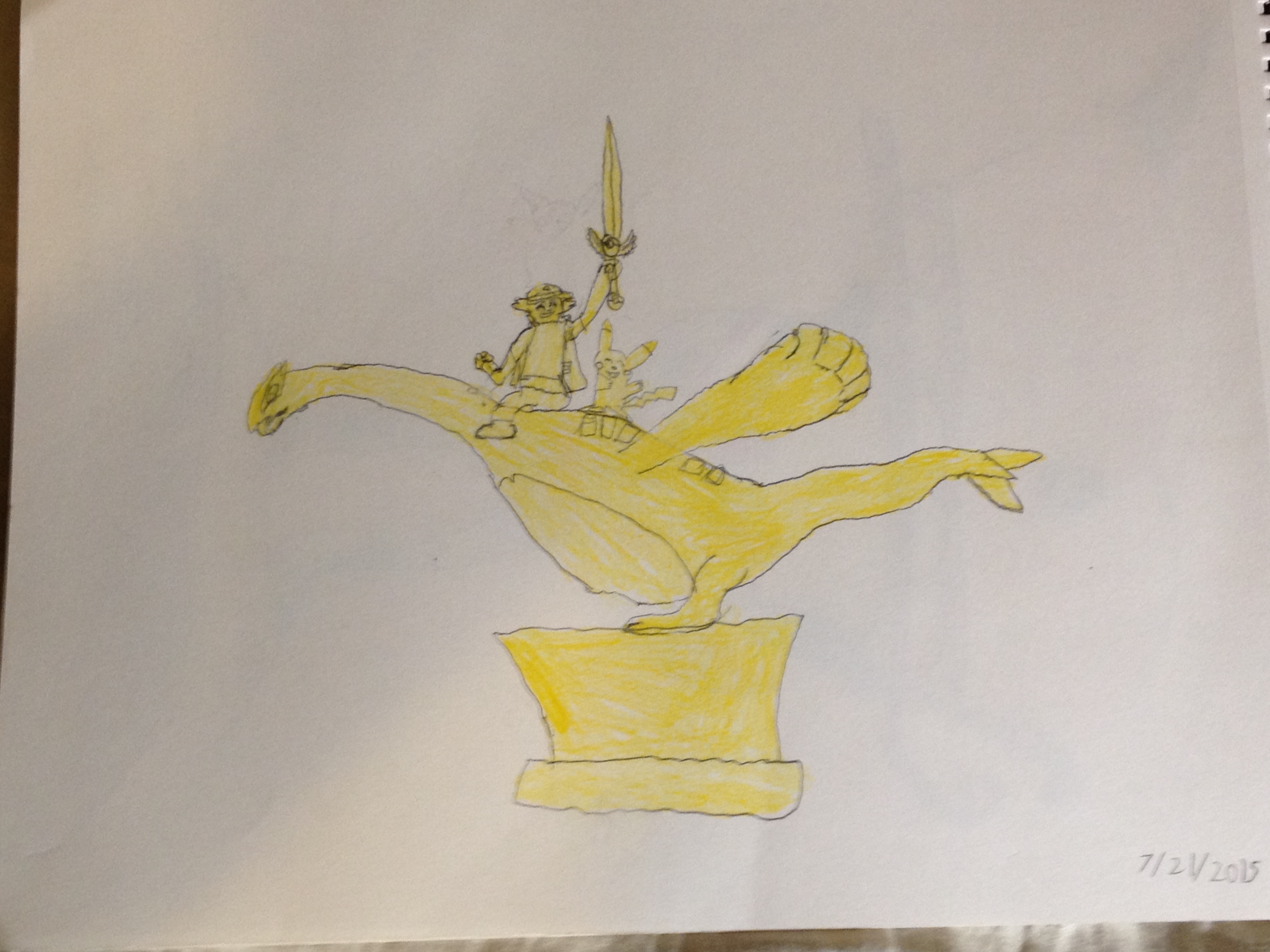 Golden Statue of Ash Pikacu and Lugia