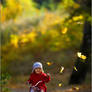 Autumn, park and her bicycle