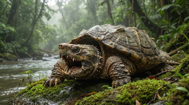 True alligator snapping turtle