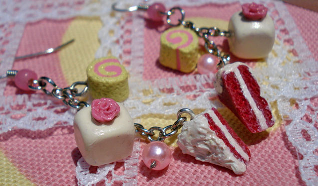 Red Velvet and Creme Earrings