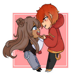 Chibi Couple Commission - Tam and her bf