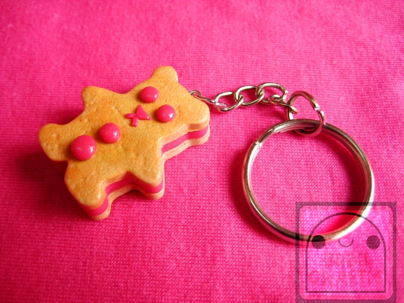 Strawberry Bear Cookie Keychain