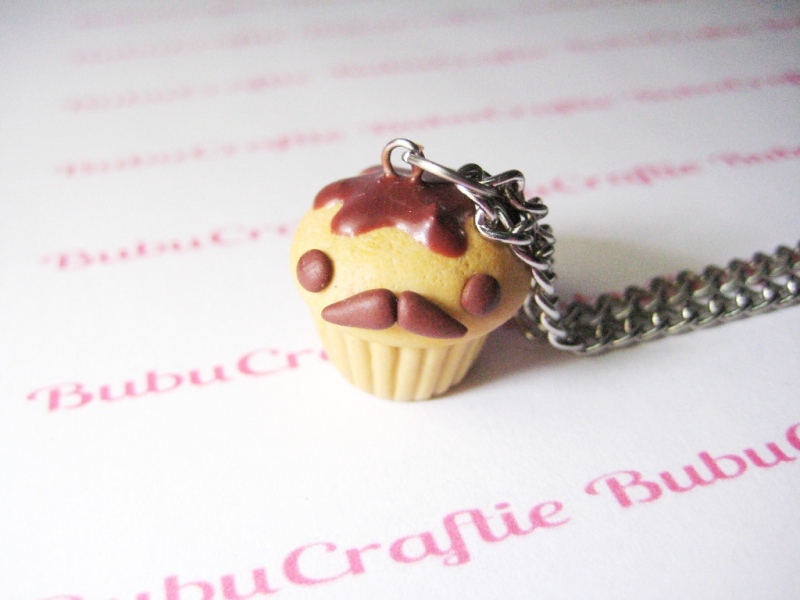 Mr Mustache Cupcake Necklace