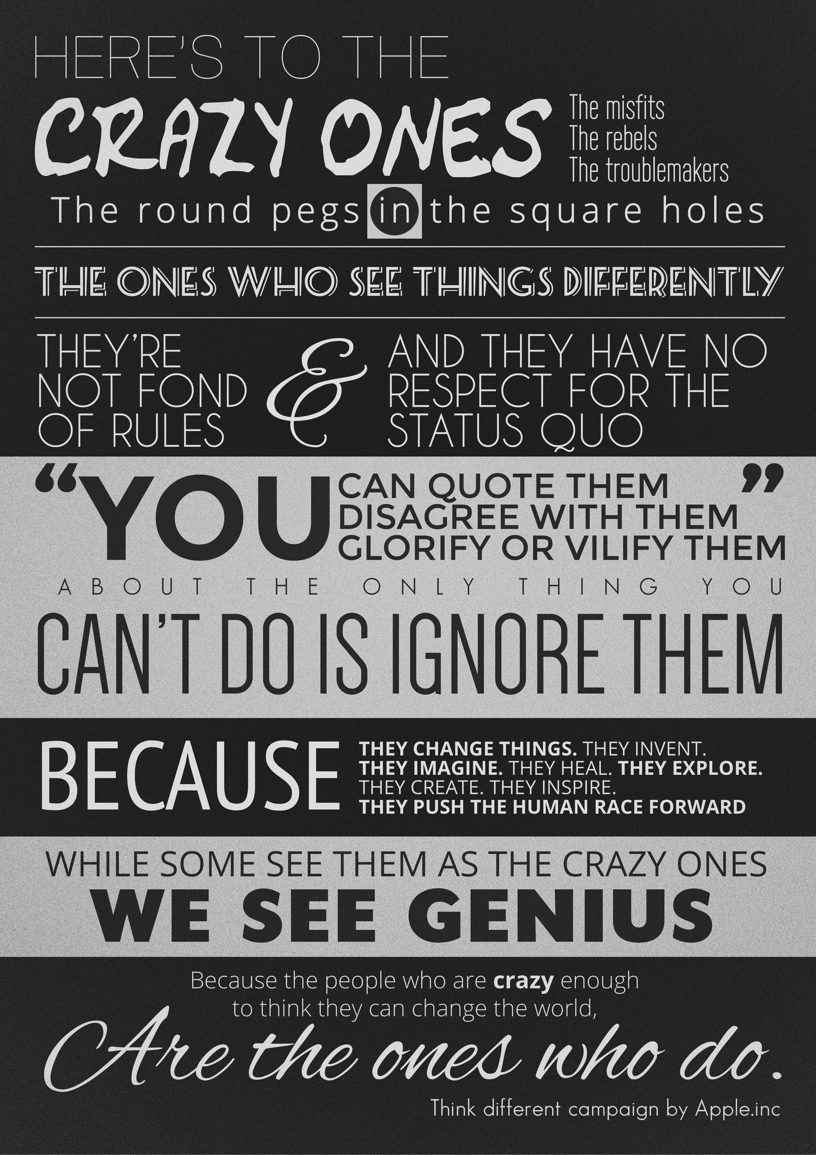 Here'S To The Crazy Ones [Think Different] By Studioincandescence On  Deviantart