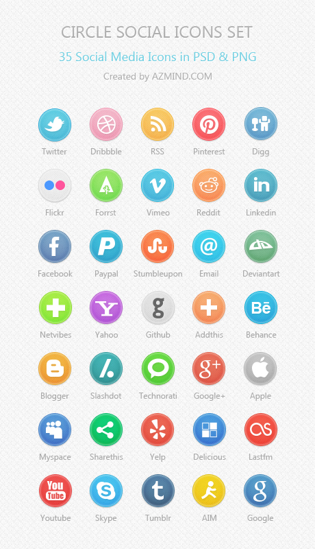 35 Circle Social Media Icons In PSD And PNG By AZMIND On DeviantArt 35-circle-social-media-icons-in-psd-and-png-by-azmind-on-deviantart