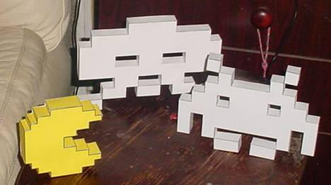 Pac Man and Space Invaders by paperart on DeviantArt