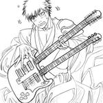 Strawberry with Double Neck Guitar Sketch  by Cicunni