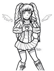 Ping-chan Hearts You - Black and White