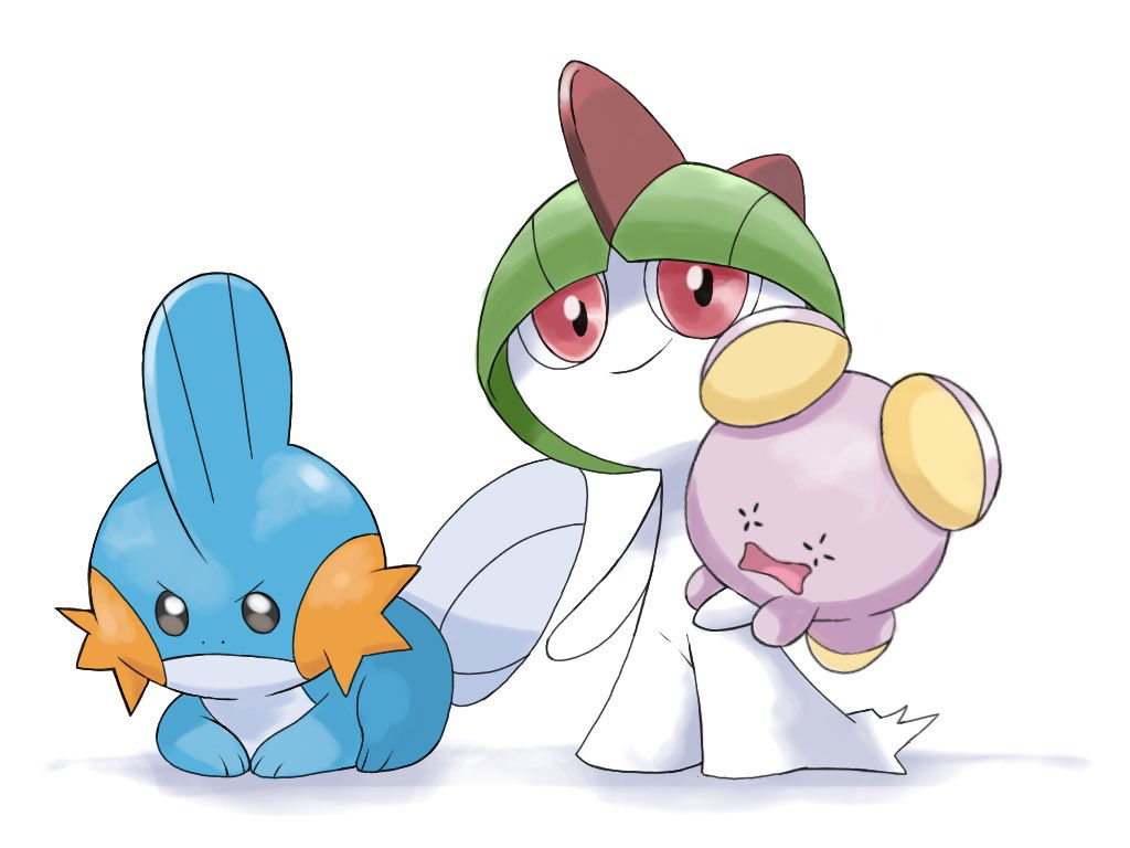 Mudkip, Ralts and Whismur (Redraw from 2021) by Snivyfan2003 on DeviantArt