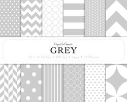 Digital Scrapbook Paper - Basic Patterns 'Grey'