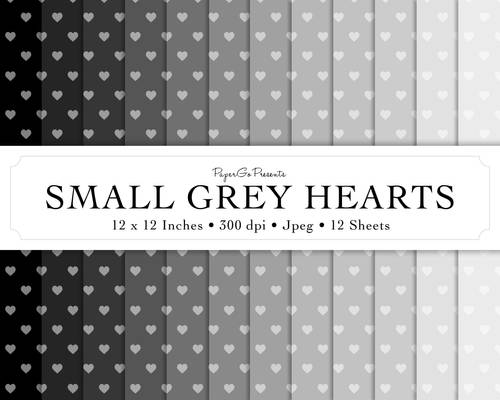 Digital Scrapbook Paper - Small Grey Hearts