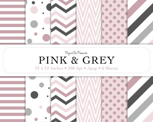 Digital Scrapbook Paper - Pink and Grey