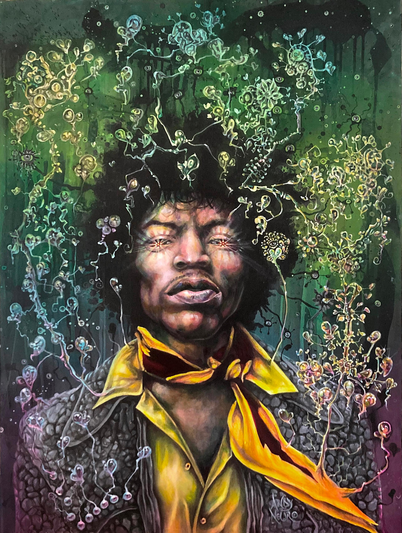 'Jimi Hendrix' - Andy Neuro (120cm x 90cm) acrylic