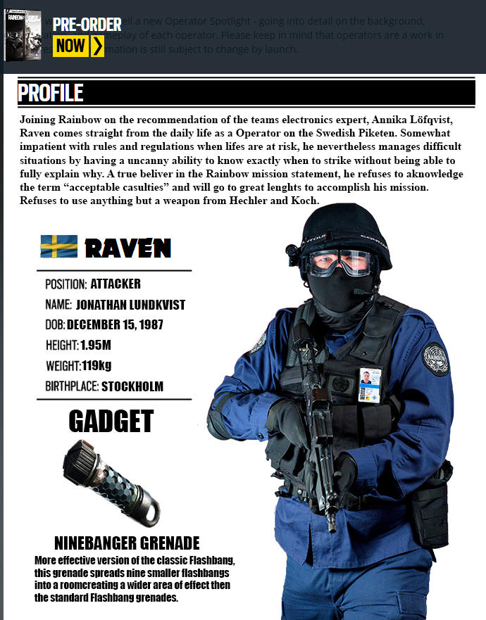 Rainbow Six Siege Operator: Raven by JRL5 on DeviantArt