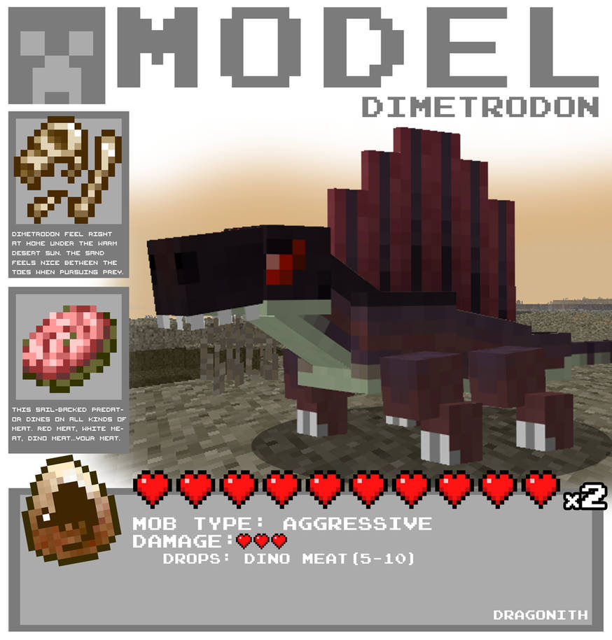 Minecraft - Dimetrodon by Dragonith on DeviantArt