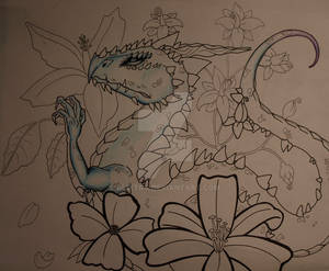 WIP dragon w flowers