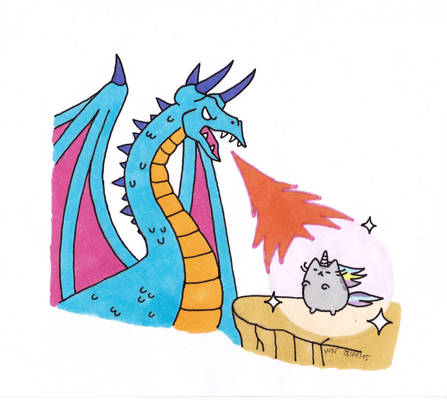 Pusheenicorn vs Dragon