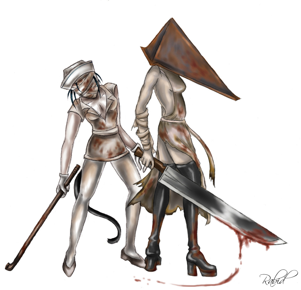 Pyramid Head X nurse XD an odd pair but very nice of silent hill XD