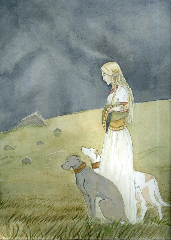 Merovingian Woman with Hounds