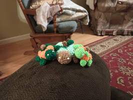 Crochet pumpkin turtles