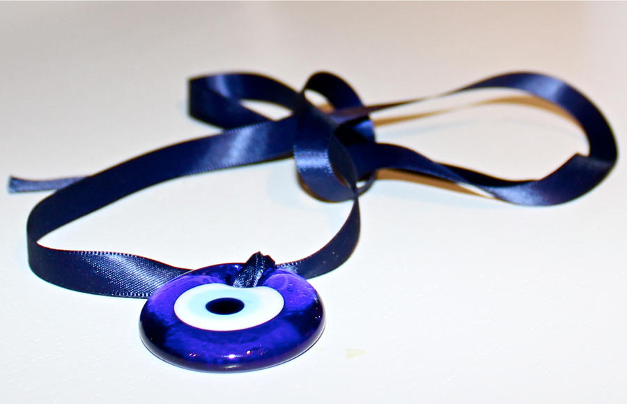 Blue Evil Eye Ribbon Necklace