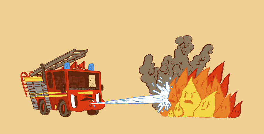 Fire vs Engine by MumblingIdiot