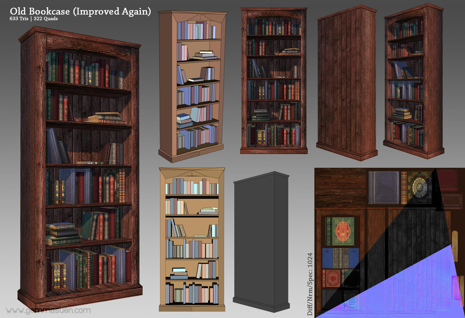 Old Bookcase Render by GemmaSuen on DeviantArt