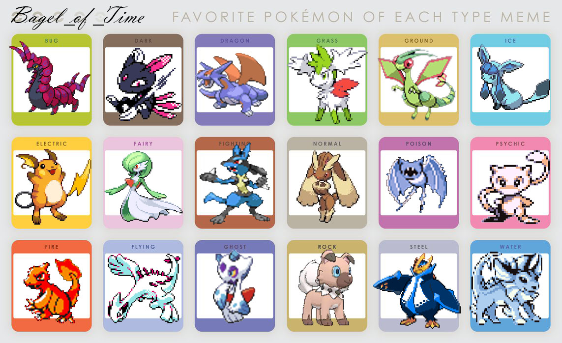 Favorite Pokemon of Each Generation and Type Chart by SolarCrimson on  DeviantArt