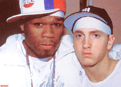 50 Cent and eminem painted