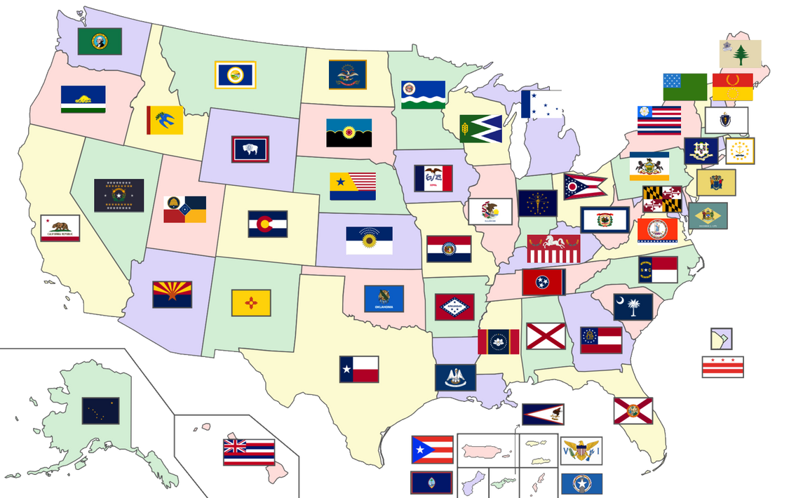 Map of the State Flags of the United States Alt. by