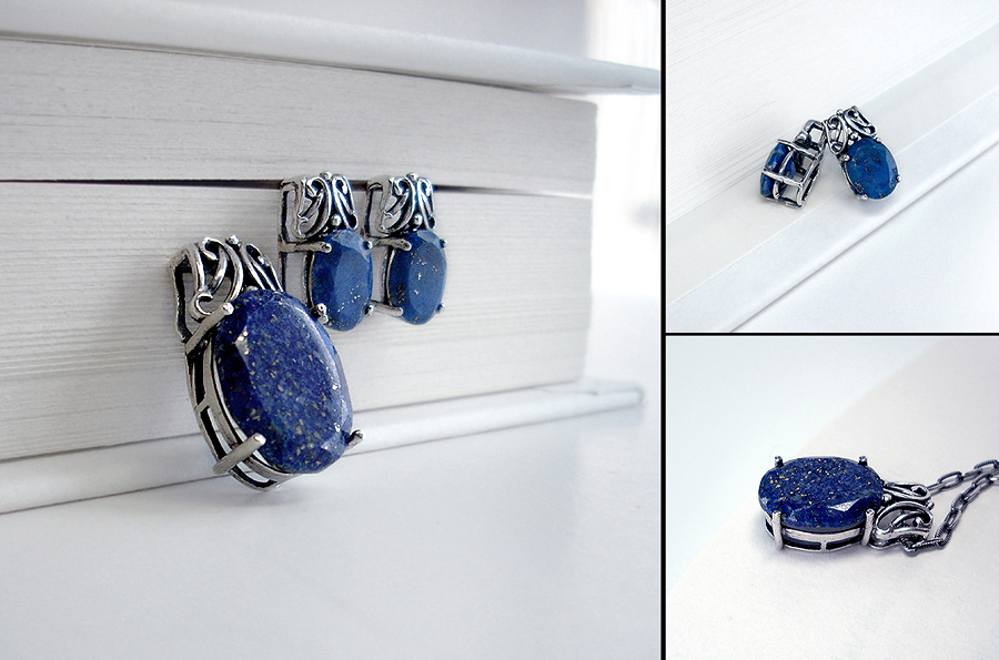 Lapis Nekclace and Earring Set