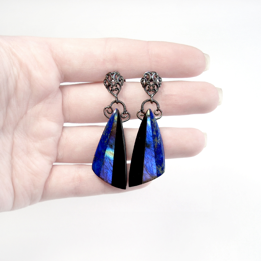 Blue and Black Earrings