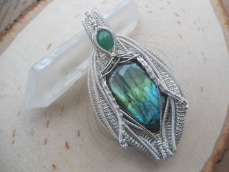 Sterling Silver Wire Wrapped Labradorite Pendant