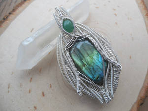 Sterling Silver Wire Wrapped Labradorite Pendant