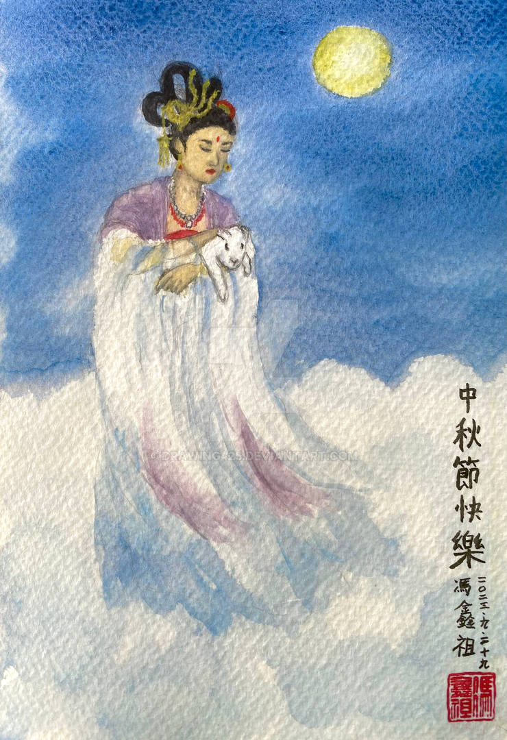 Buddhist Moon Rabbit The Moon Goddess and the Moon Rabbit by drawing425 on DeviantArt
