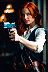  Redhead girl with guns 