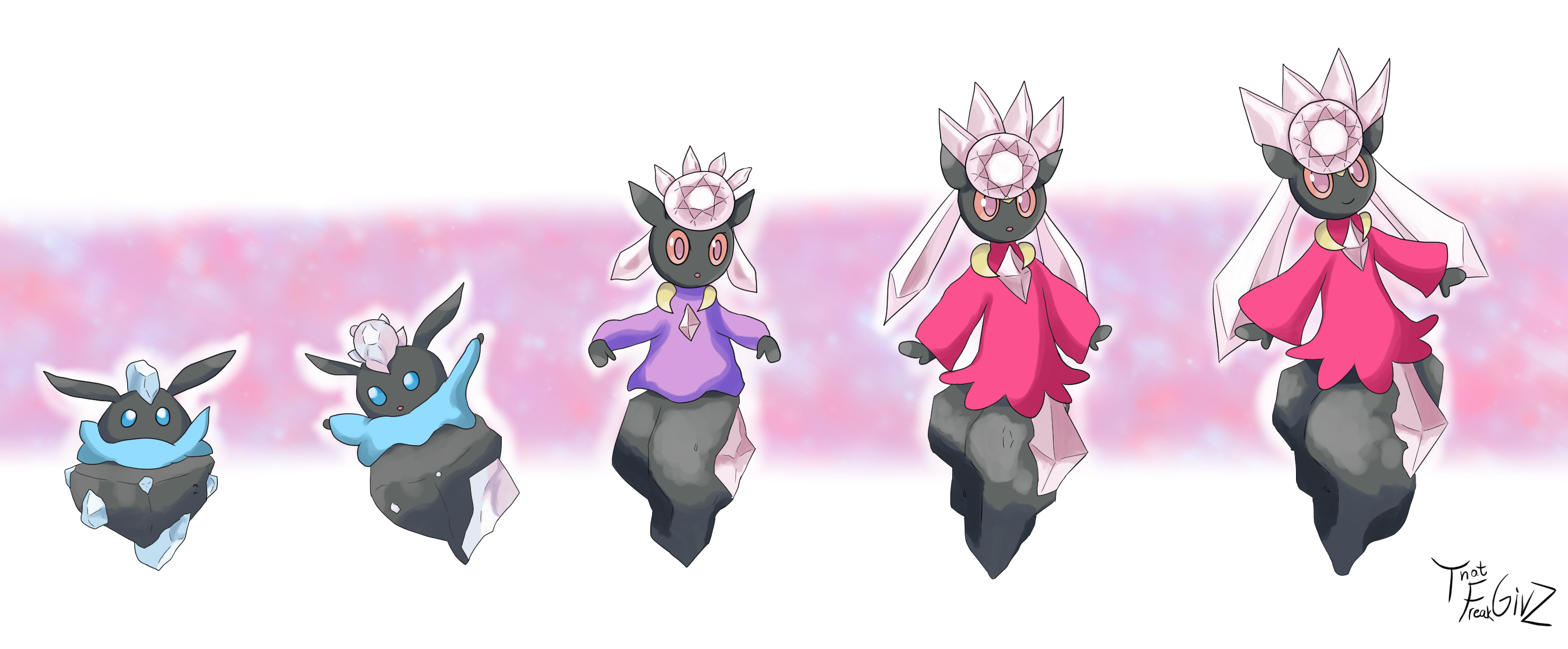 Carbink Evolves into Diancie by ThatFreakGivz on DeviantArt